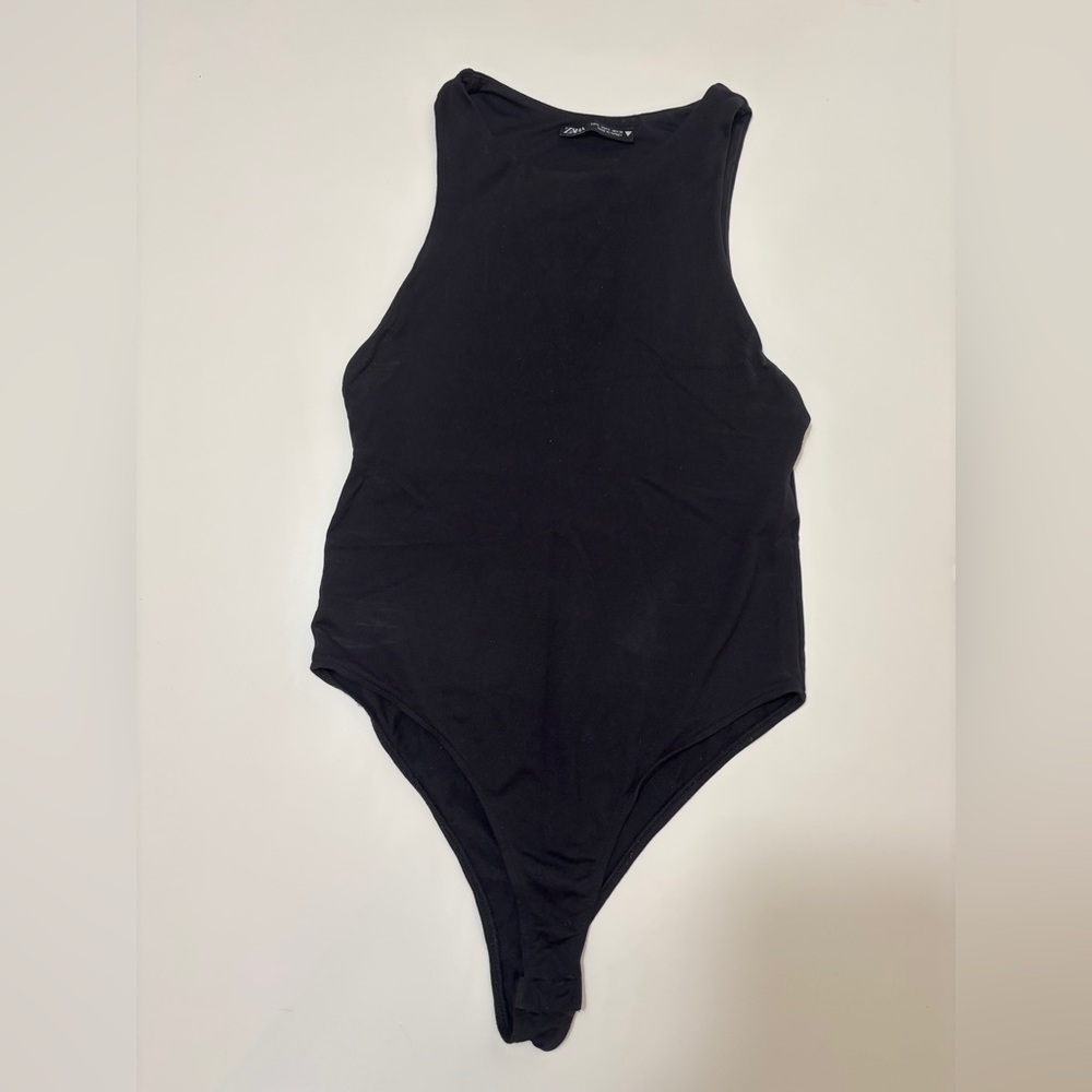 Zara Black Sleeveless High-Neck Bodysuit